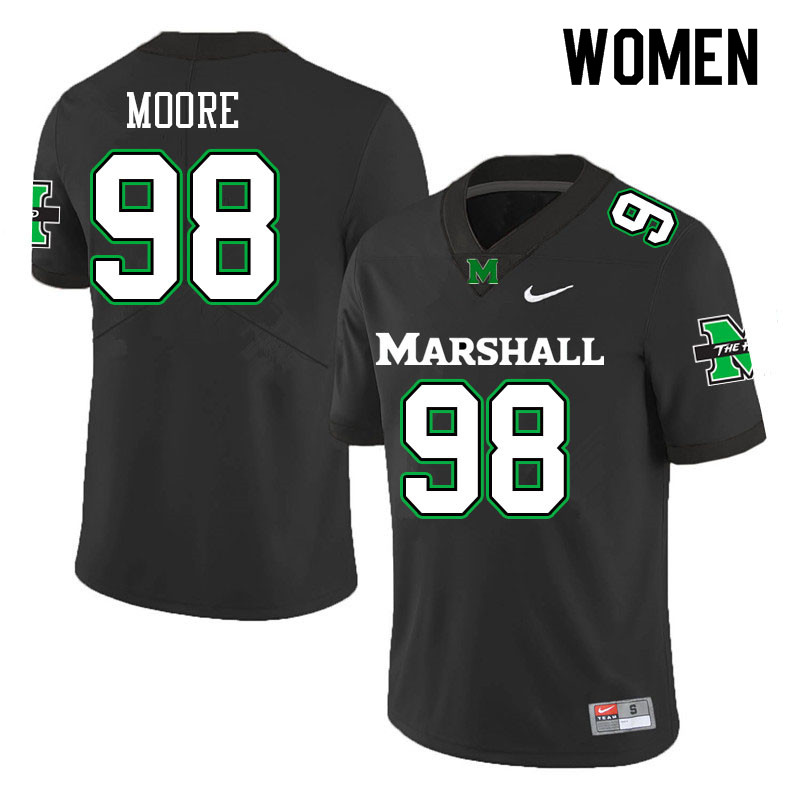 Women #98 Charles Moore Marshall Thundering Herd College Football Jerseys Sale-Black - Click Image to Close